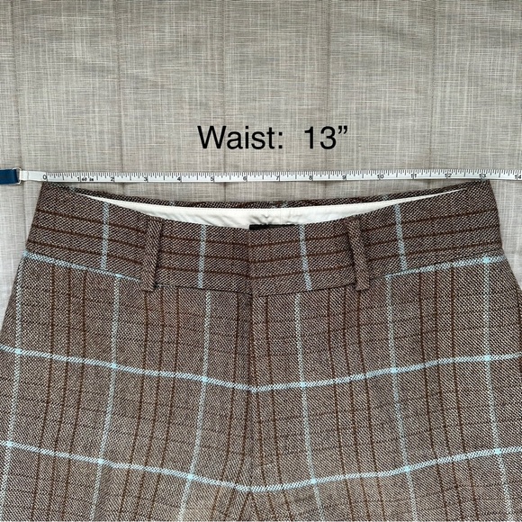 Banana Republic Vintage Wool Brown Blue Plaid Pants Size: 2L - Picture 3 of 16